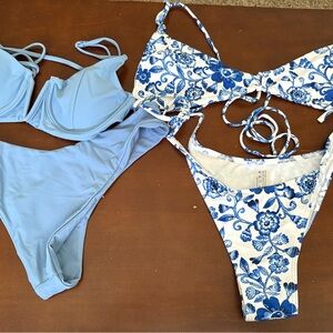 Blue and White Floral Bikini Set